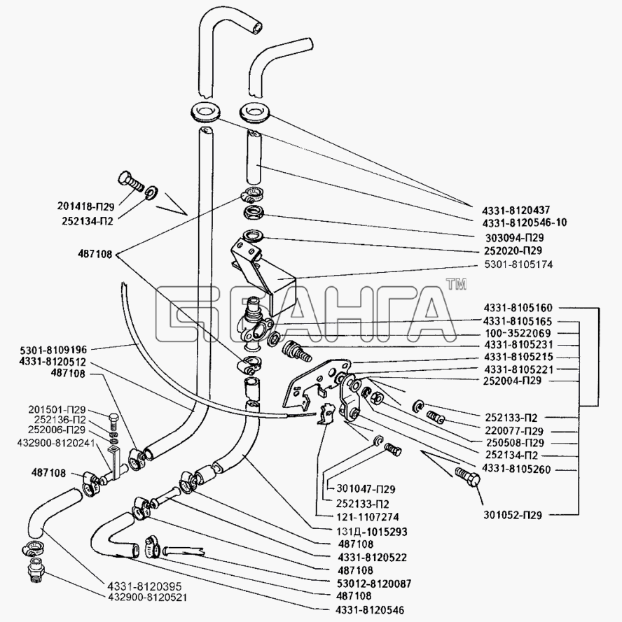 ЗИЛ ЗИЛ-5301 (2006) Схема Трубопроводы системы отопления-189 banga.ua